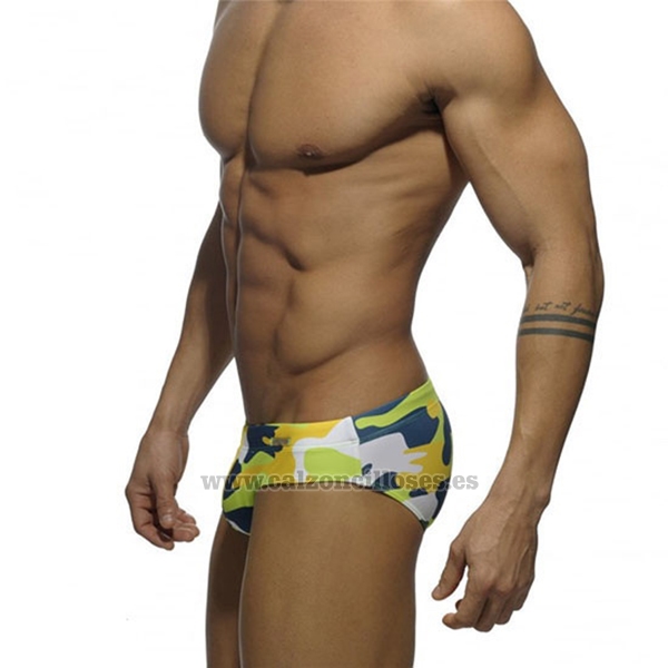 Slip Natacion Addicted Hombre Camuflaje Amarillo 
